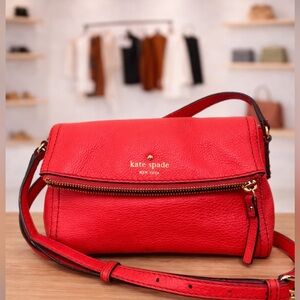 Kate Spade Vibrant Coral Red Crossbody Bag | Leather Shoulder Purse